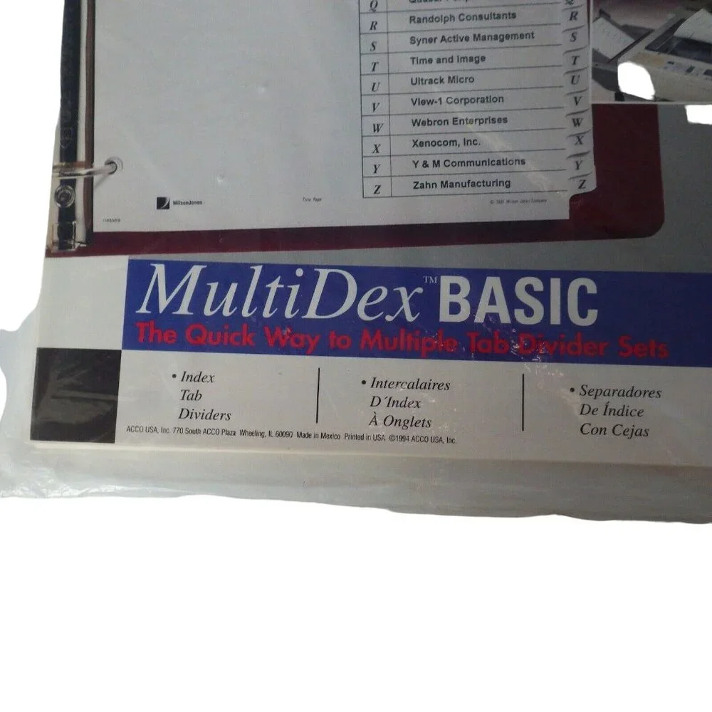 Wilson Jones Multi Dex Basic Index Tab Dividers A to Z 90201 Alphabetical